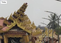 Hình ảnh ngôi chùa ở Myanmar sau động đất ngày 28/3. Ảnh: Shutterstock