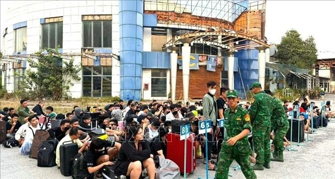 Đại sứ quán Việt Nam tại Campuchia trao trả 177 người Việt Nam cho các lực lượng chức năng tại Cửa khẩu quốc tế Mộc Bài.