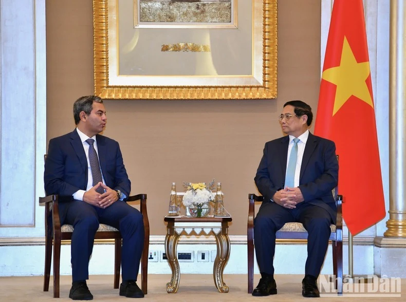 Thủ tướng Phạm Minh Chính và ông Tamer Wagih Salem, Chủ tịch Tập đoàn Prime Group (Ảnh: Thanh Giang).
