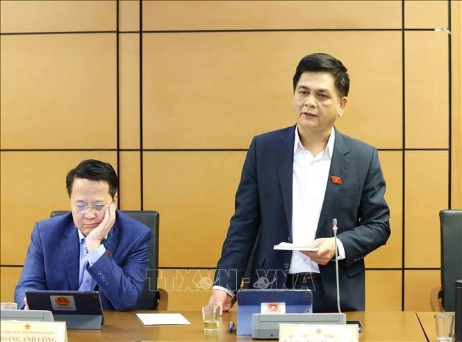 Đại biểu Quốc hội tỉnh Thái Nguyễn Lâm Thành phát biểu ý kiến. Ảnh: Phương Hoa/TTXVN