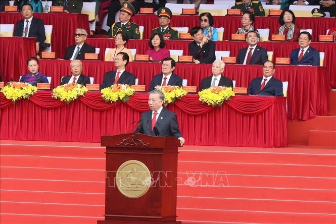 Tổng Bí thư Tô Lâm đọc diễn văn Kỷ niệm 50 năm Ngày Giải phóng miền Nam, thống nhất đất nước. Ảnh: TTXVN Tổng Bí thư Tô Lâm đọc diễn văn Kỷ niệm 50 năm Ngày Giải phóng miền Nam, thống nhất đất nước. Ảnh: TTXVN