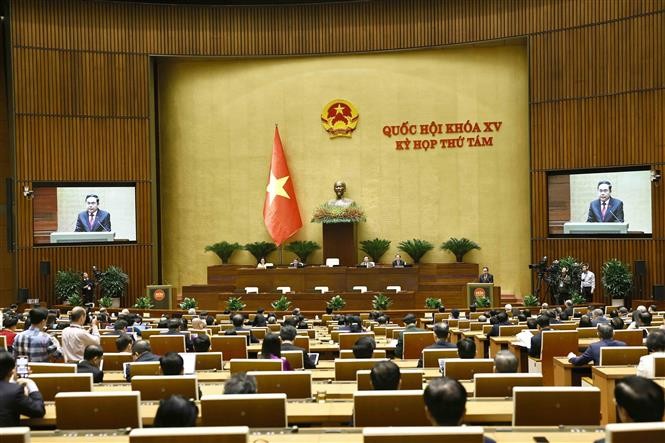 Chủ tịch Quốc hội Trần Thanh Mẫn phát biểu tại Kỳ họp thứ 8, Quốc hội khóa XV. Ảnh: Doãn Tấn/TTXVN Chủ tịch Quốc hội Trần Thanh Mẫn phát biểu tại Kỳ họp thứ 8, Quốc hội khóa XV. Ảnh: Doãn Tấn/TTXVN