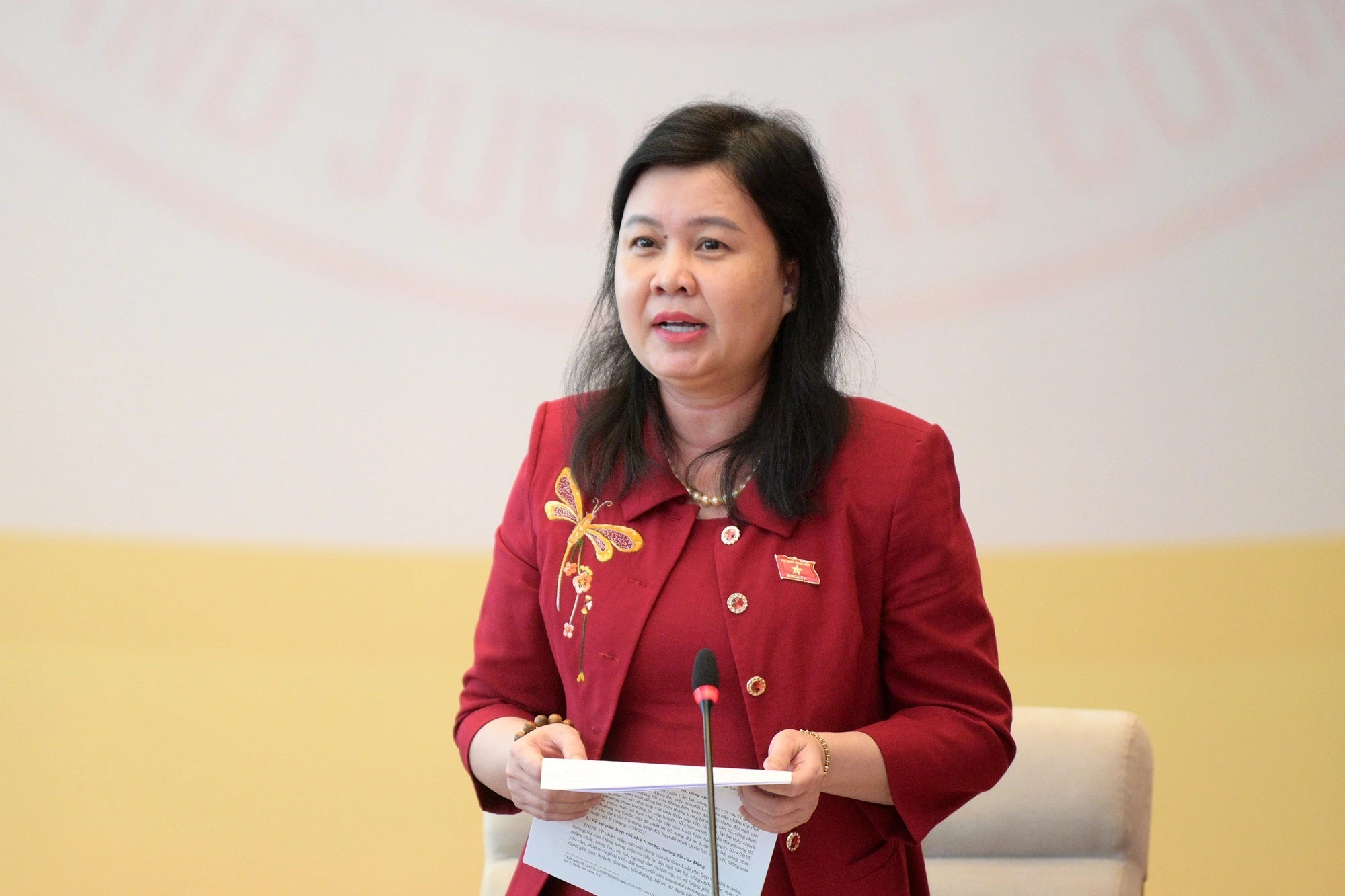 Phó Chủ nhiệm Ủy ban Pháp luật và Tư pháp Nguyễn Phương Thủy phát biểu