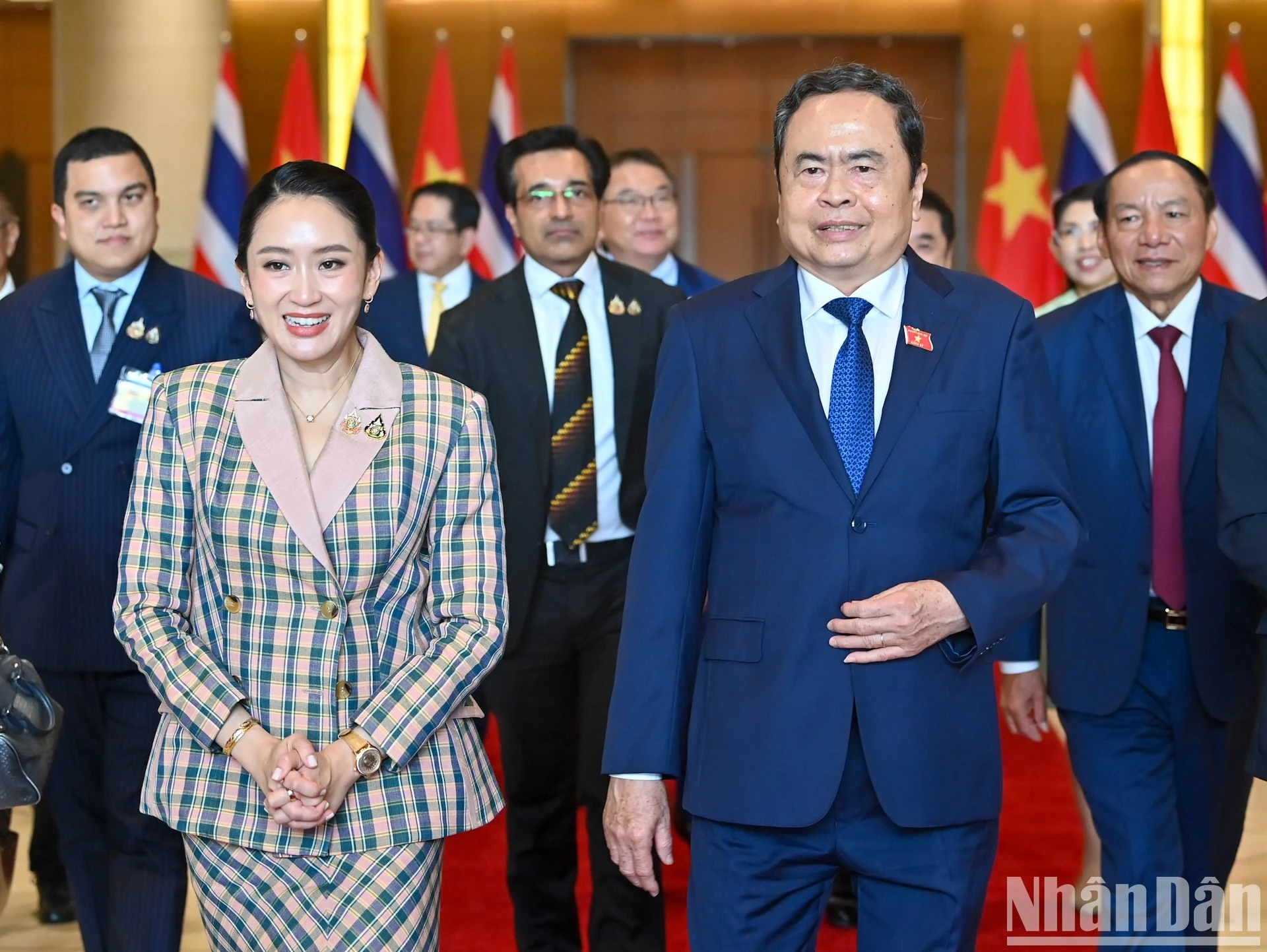 Chủ tịch Quốc hội Trần Thanh Mẫn và Thủ tướng Thái Lan Paetongtarn Shinawatra. (Ảnh: DUY LINH)