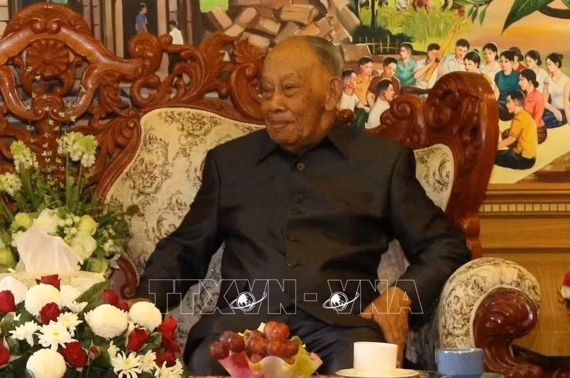 Nguyên Chủ tịch Đảng, nguyên Chủ tịch nước Lào Khamtai Siphandone. Ảnh: Phạm Kiên/TTXVN
