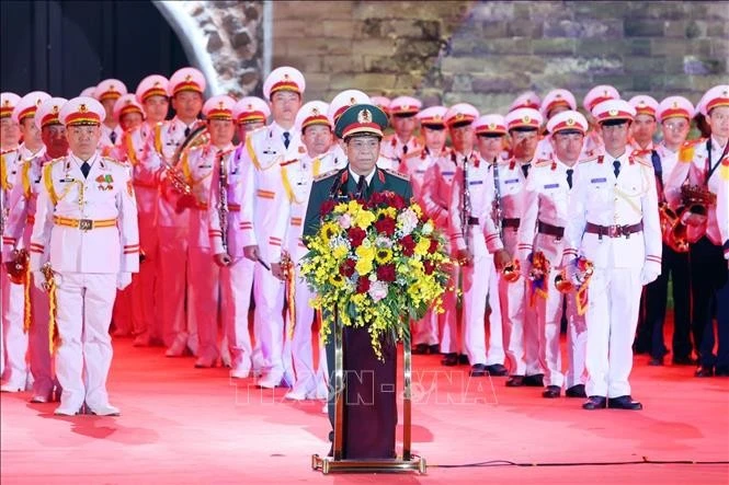 Thượng tướng Nguyễn Văn Nghĩa, Phó Tổng Tham mưu trưởng Quân đội nhân dân Việt Nam phát biểu khai mạc Giao lưu quân nhạc quân đội các nước ASEAN năm 2024. Ảnh: Phạm Kiên/TTXVN