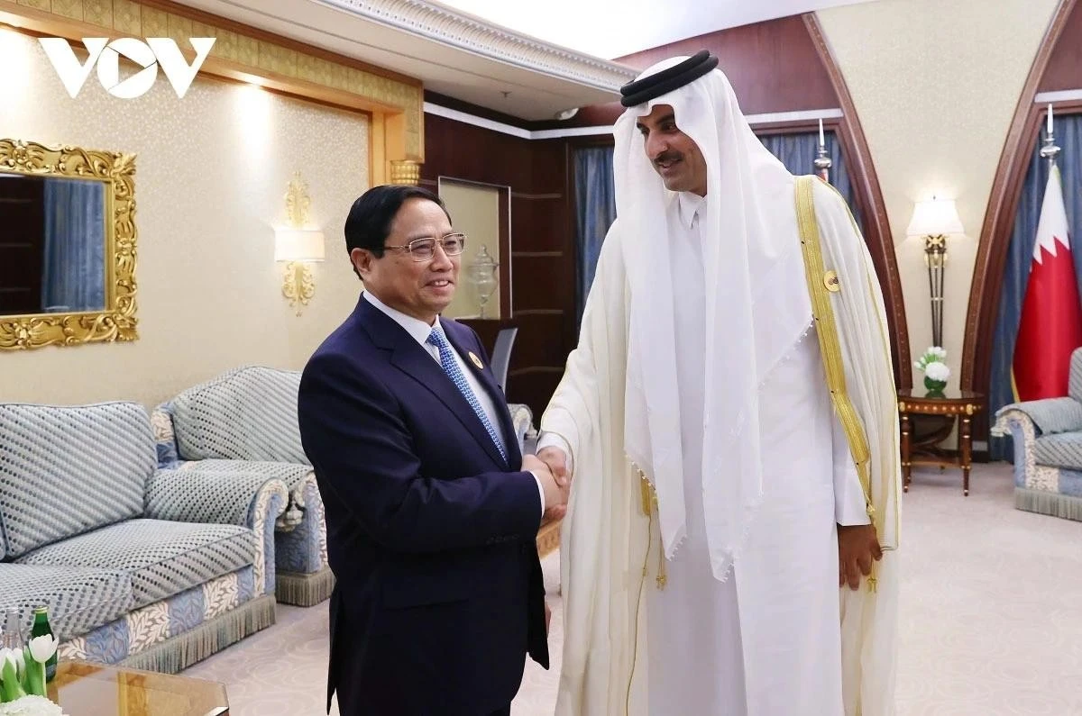 Thủ tướng Chính phủ Phạm Minh Chính và Thủ tướng Qatar Sheikh Mohammed bin Abdulrahman bin Jassim Al Thani