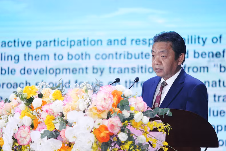 Thứ trưởng Văn hóa, Thể thao và Du lịch Hoàng Đạo Cương phát biểu tại buổi lễ.