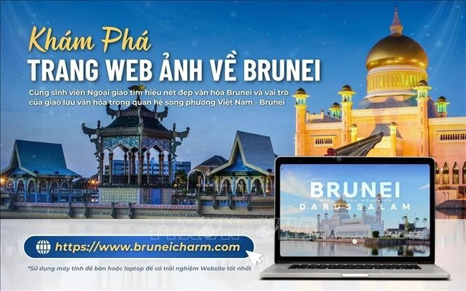 Trang web thông tin về Brunei do sinh viên Học viện Ngoại giao thiết kế Bruneicharm.com. Ảnh: Đại sứ quán Việt Nam tại Brunei/TTXVN phát