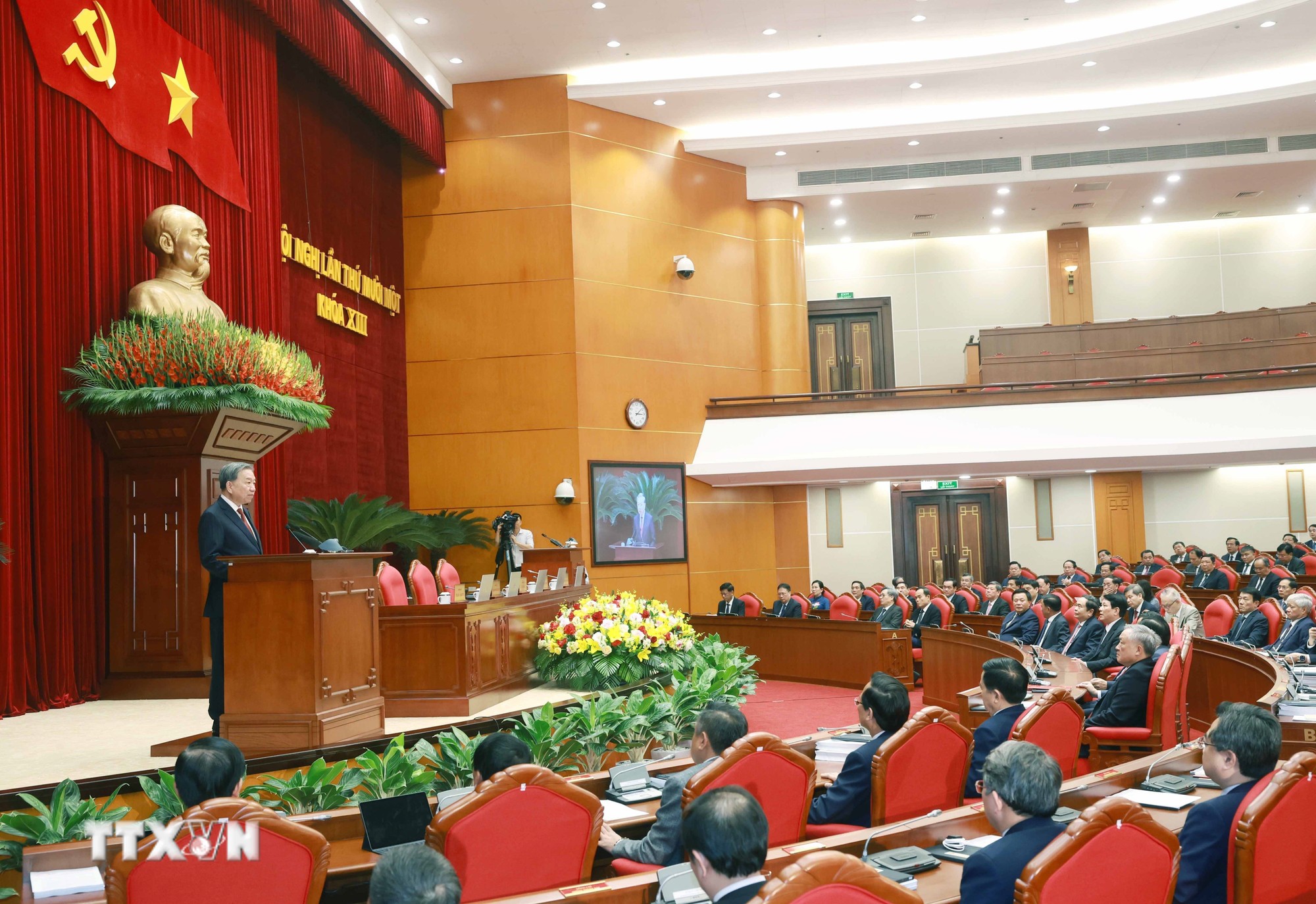 Tổng Bí thư Tô Lâm phát biểu bế mạc Hội nghị lần thứ 11 Ban Chấp hành Trung ương Đảng khóa XIII. (Ảnh: Thống Nhất/TTXVN) Tổng Bí thư Tô Lâm phát biểu bế mạc Hội nghị lần thứ 11 Ban Chấp hành Trung ương Đảng khóa XIII. (Ảnh: Thống Nhất/TTXVN)