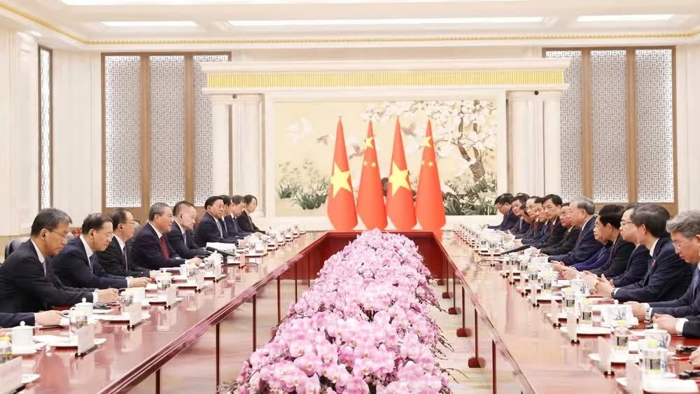 Quang cảnh buổi hội kiến. (Ảnh TTXVN)