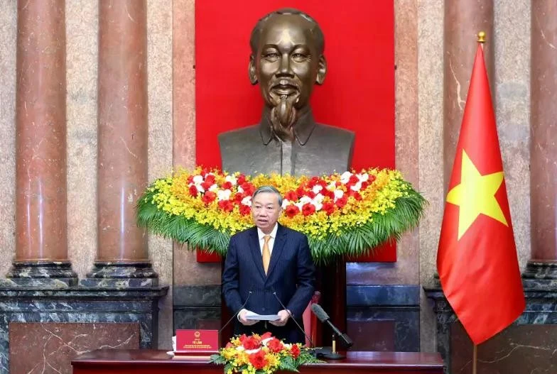 Tổng Bí thư, Chủ tịch nước Tô Lâm phát biểu tại cuộc gặp mặt. Ảnh: Nhân Dân