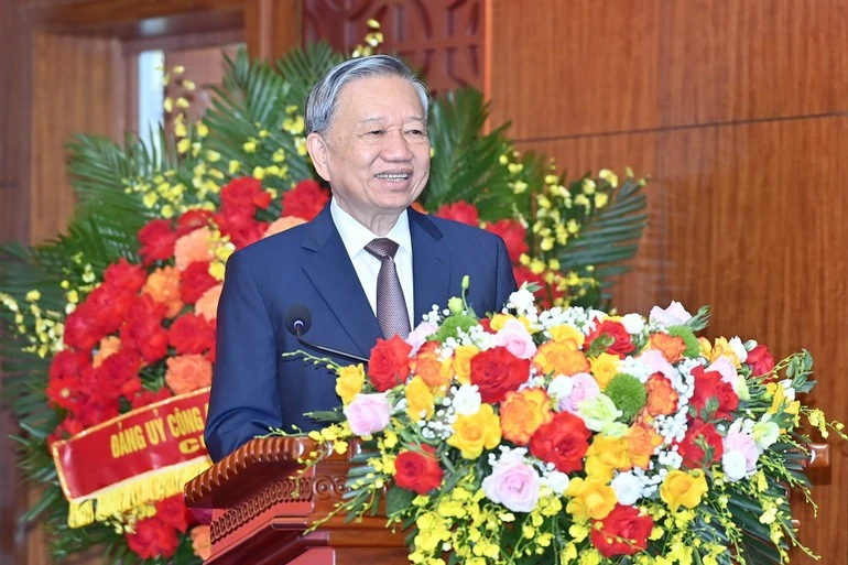 Tổng Bí thư Tô Lâm phát biểu tại buổi làm việc.