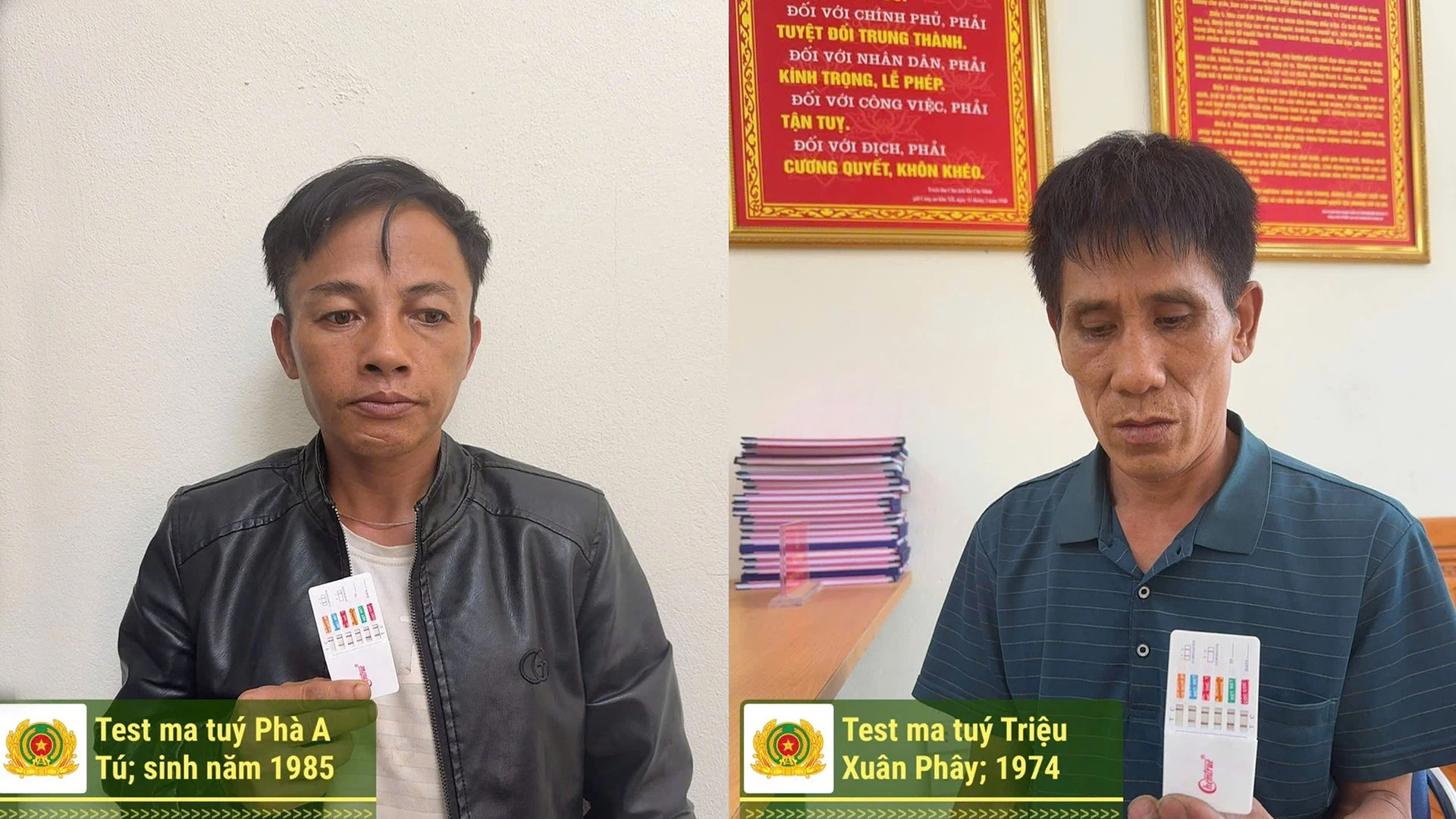 Đối tượng Phà A Tú và Triệu Xuân Phây tại cơ quan công an.