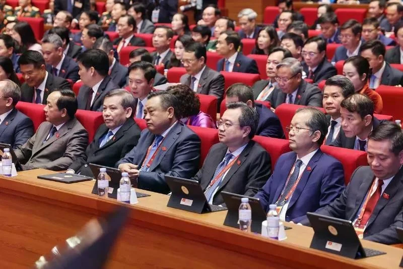 Đoàn đại biểu Đảng bộ các cơ quan Đảng Trung ương dự phiên thảo luận về các văn kiện Đại hội (Ảnh: TTXVN)