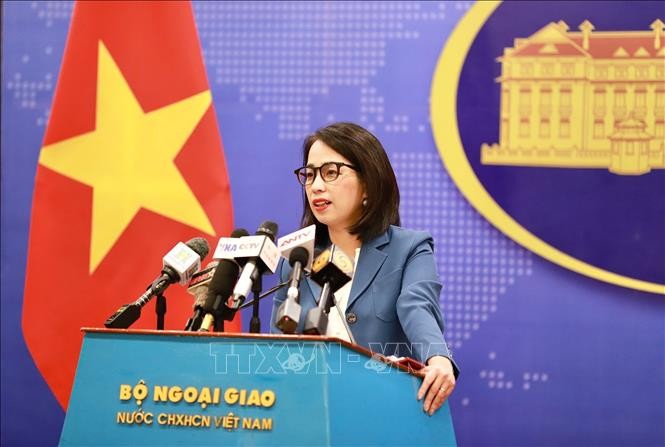 Người phát ngôn Bộ Ngoại giao Phạm Thu Hằng chủ trì họp báo thường kỳ 3/2026.