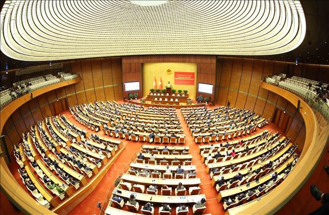Toàn cảnh hội nghị tại điểm cầu chính Hội trường Diên Hồng, Nhà Quốc hội. Ảnh: Phương Hoa/TTXVN