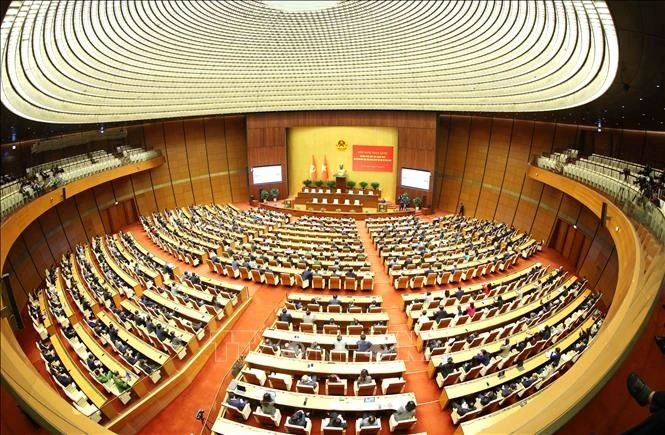 Toàn cảnh hội nghị tại điểm cầu chính Hội trường Diên Hồng, Nhà Quốc hội. Ảnh: Phương Hoa/TTXVN