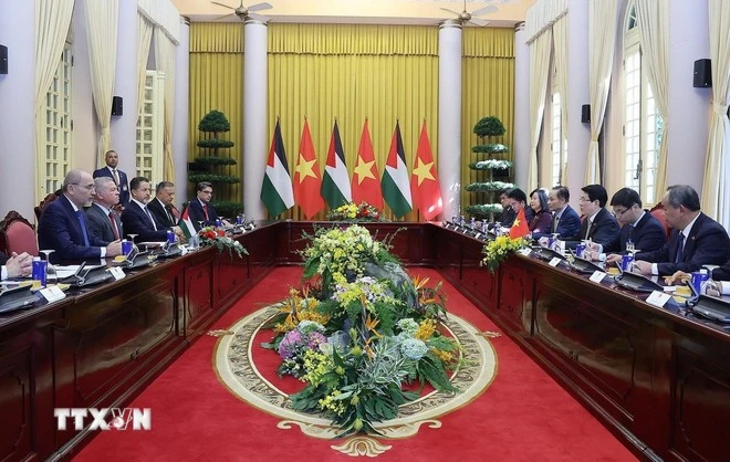 Chủ tịch nước Lương Cường hội đàm với Quốc vương Jordan Abdullah II bin Al Hussein.