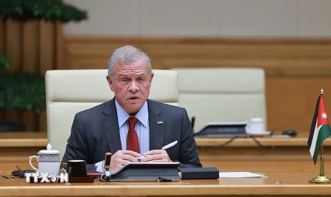 Quốc vương Jordan Abdullah II bin Al Hussein phát biểu tại cuộc hội kiến Thủ tướng Phạm Minh Chính.