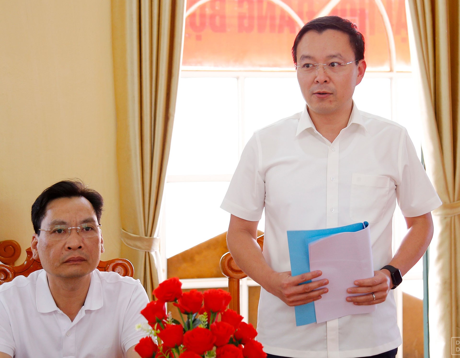 Lãnh đạo Văn phòng Tỉnh ủy phát biểu tại buổi làm việc. 7-9-onglinh.jpg