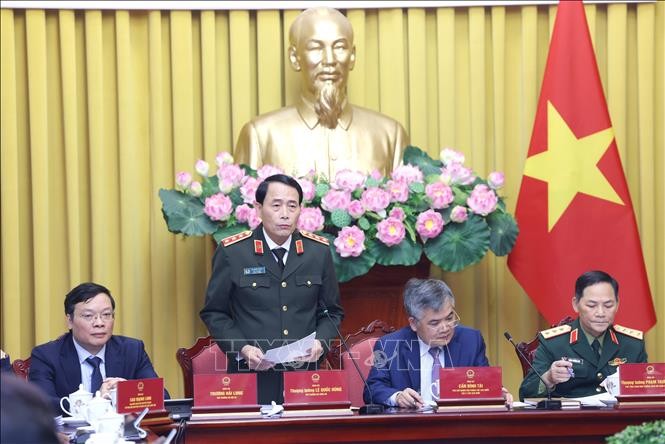 Thượng tướng Lê Quốc Hùng, Thứ trưởng Bộ Công an phát biểu.