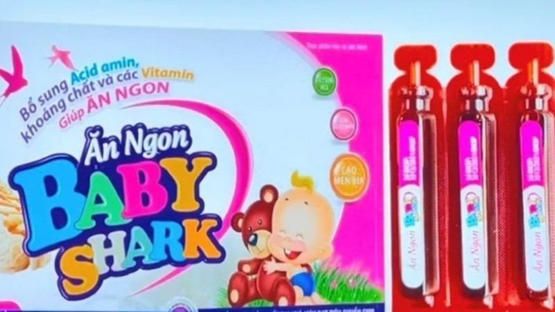 Hình ảnh sản phẩm ăn ngon Baby Shark nghi là giả. (Ảnh: VTV)