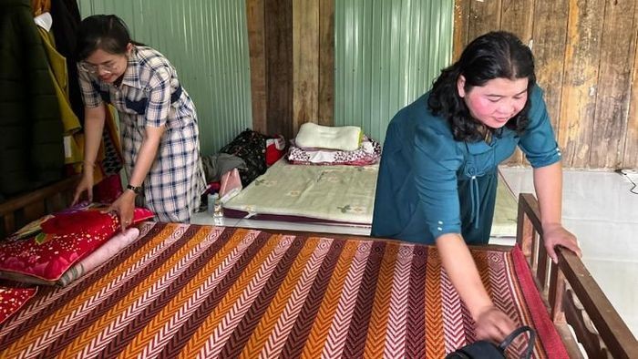 Cán bộ xã A Vương, thành phố Đà Nẵng thuê căn phòng trọ tạm để ở, làm việc. (Ảnh chụp tháng 7/2025.