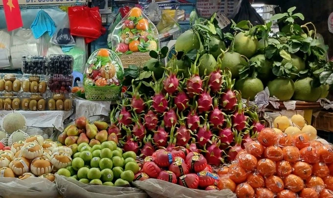 Trái cây bán tại chợ Bà Chiểu, phường Gia Định (Thành phố Hồ Chí Minh).