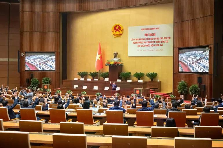 Quang cảnh hội nghị tại Nhà Quốc hội. (Ảnh: Nhân dân)