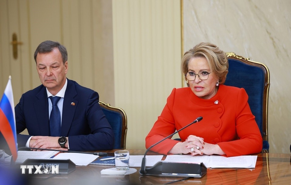 Chủ tịch Hội đồng Liên bang Nga Valentina Matviyenko phát biểu.