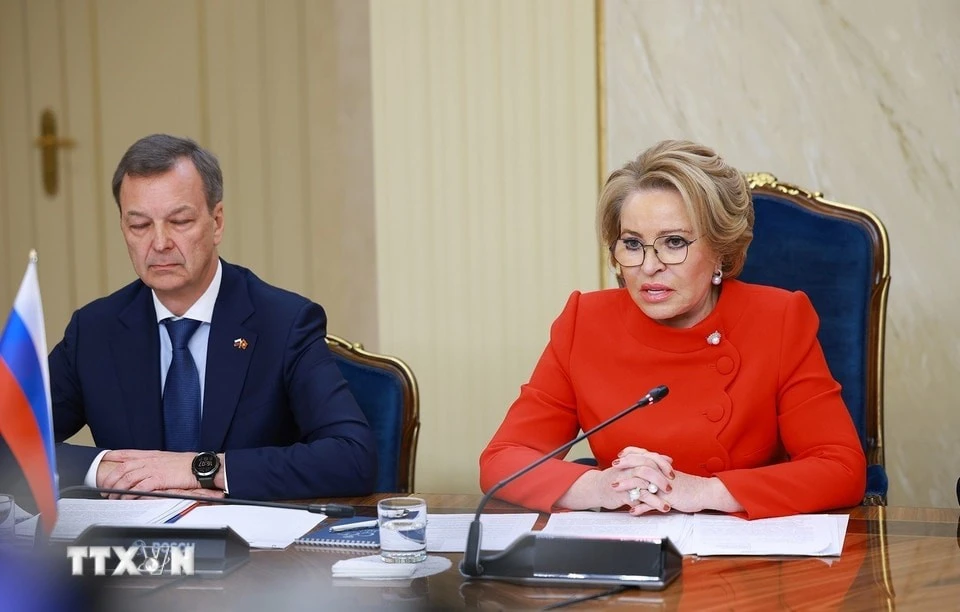 Chủ tịch Hội đồng Liên bang Nga Valentina Matviyenko phát biểu.