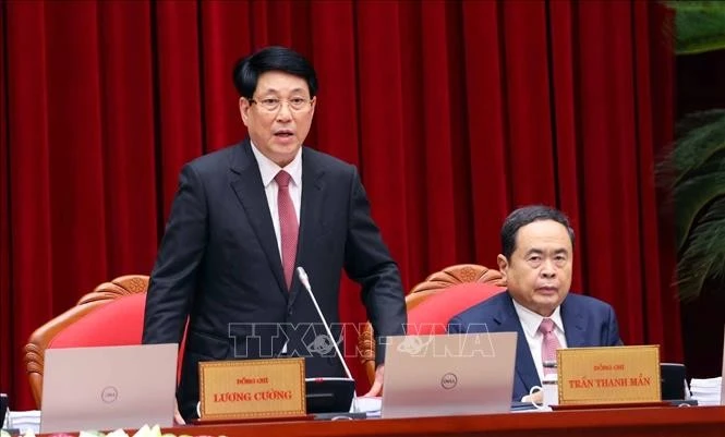 Chủ tịch nước Lương Cường phát biểu.