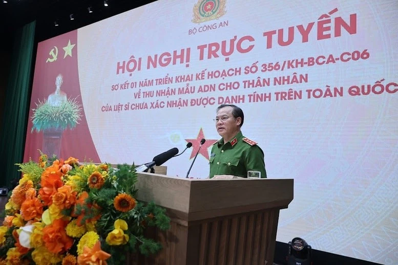 Thượng tướng Nguyễn Văn Long, Thứ trưởng Bộ Công an phát biểu tại Hội nghị.