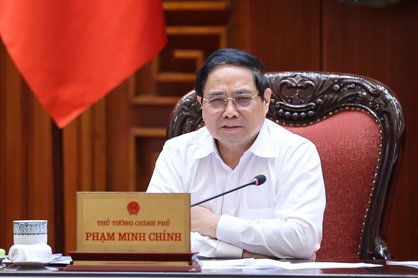Thủ tướng Phạm Minh Chính phát biểu tại cuộc làm việc.