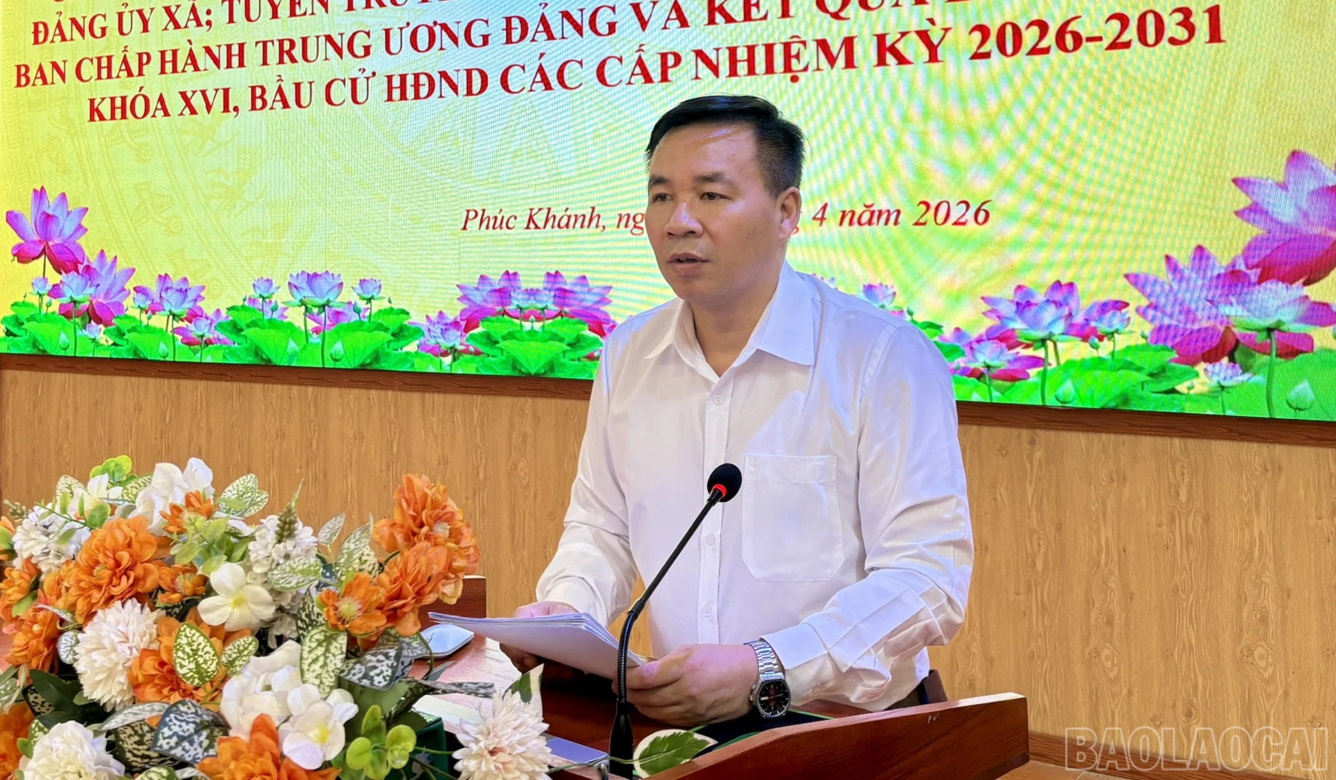 Phó Bí thư Thường trực Đảng ủy Phạm Anh Tuấn quán triệt, triển khai thực hiện các văn bản mới của Bộ Chính trị, Ban Bí thư, Tỉnh ủy, Đảng ủy xã.