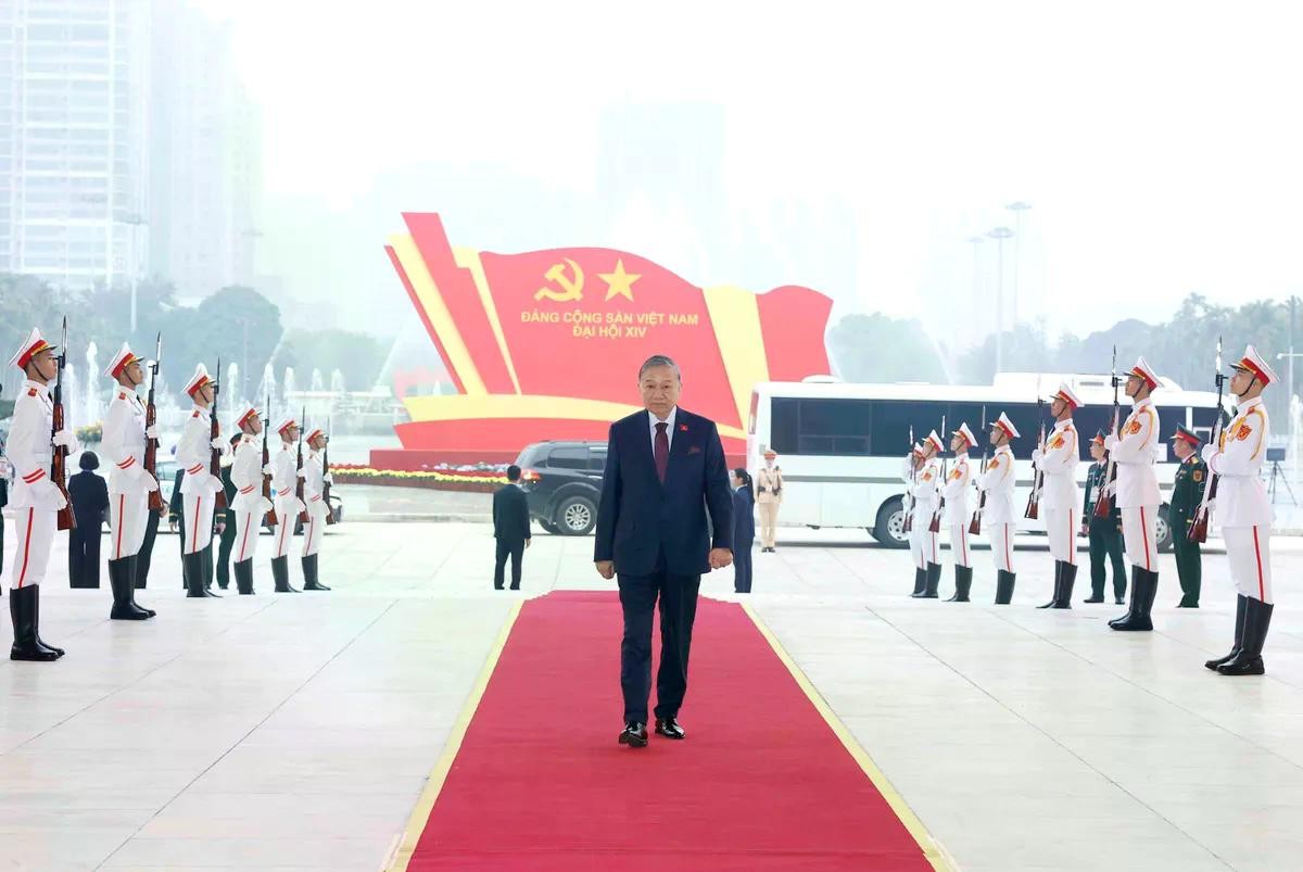 Tổng Bí thư Tô Lâm đến Trung tâm Hội nghị Quốc gia (Hà Nội).