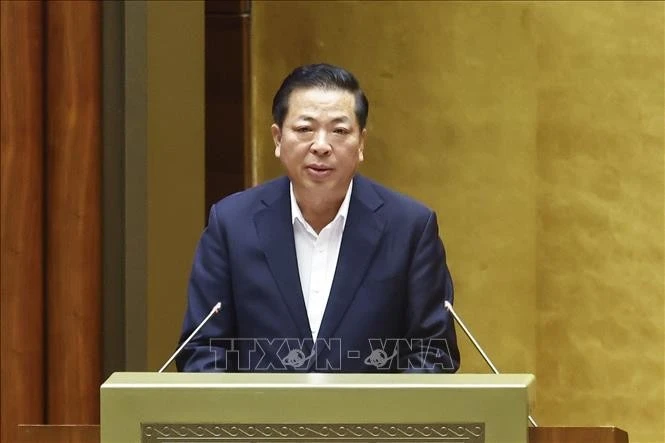 Bộ trưởng Bộ Xây dựng Trần Hồng Minh phát biểu.