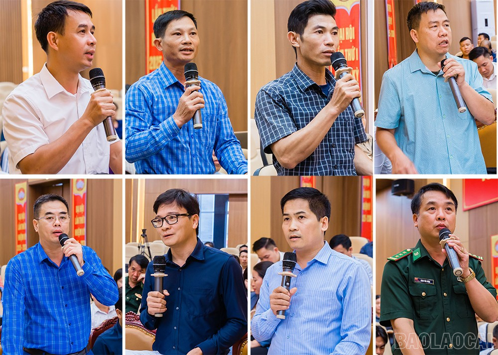 Các đại biểu đề xuất, kiến nghị các giải pháp để thực hiện hiệu quả các mục tiêu nhiệm vụ trong thời gian tới và góp ý vào các dự thảo báo cáo, tờ trình. baolaocai-br_27-9-phatbieu4444.jpg