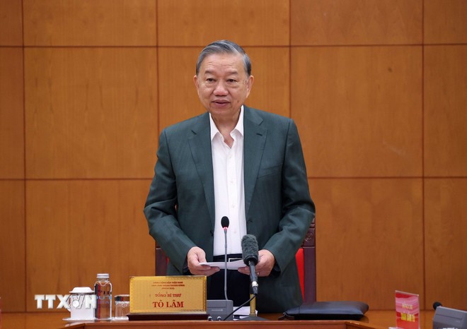 Tổng Bí thư Tô Lâm phát biểu kết luận buổi làm việc.