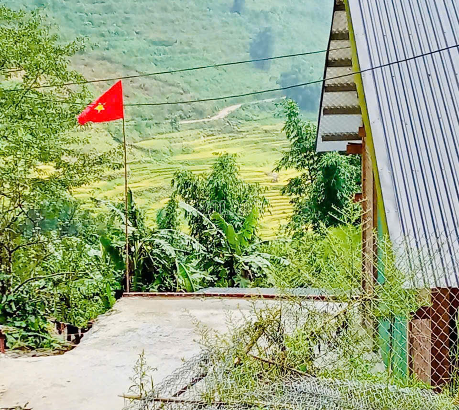 Tại mỗi ngôi nhà trên sườn núi cao, đều có lá cờ Tổ quốc tung bay phấp phới. baolaocai-c_29-8-co3.jpg