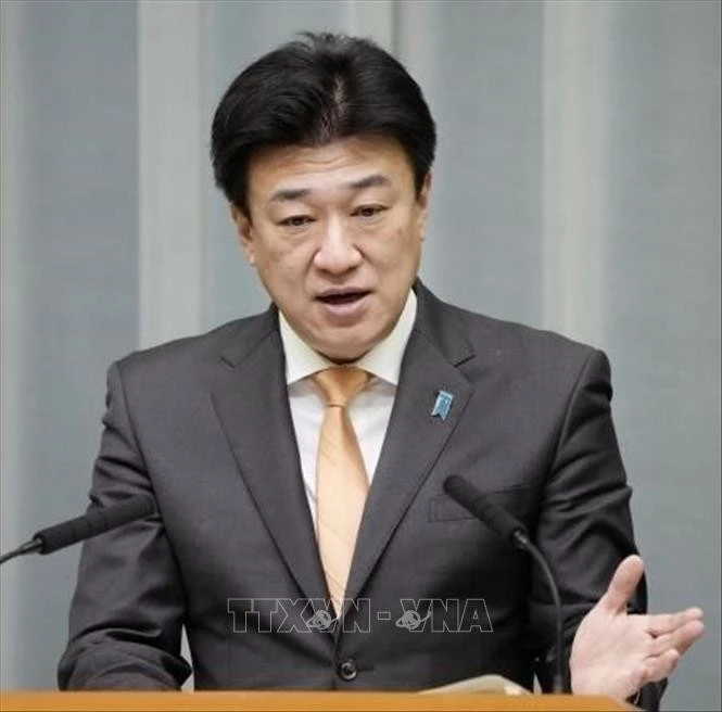 Chánh Văn phòng Nội các Nhật Bản Minoru Kihara phát biểu tại Tokyo.