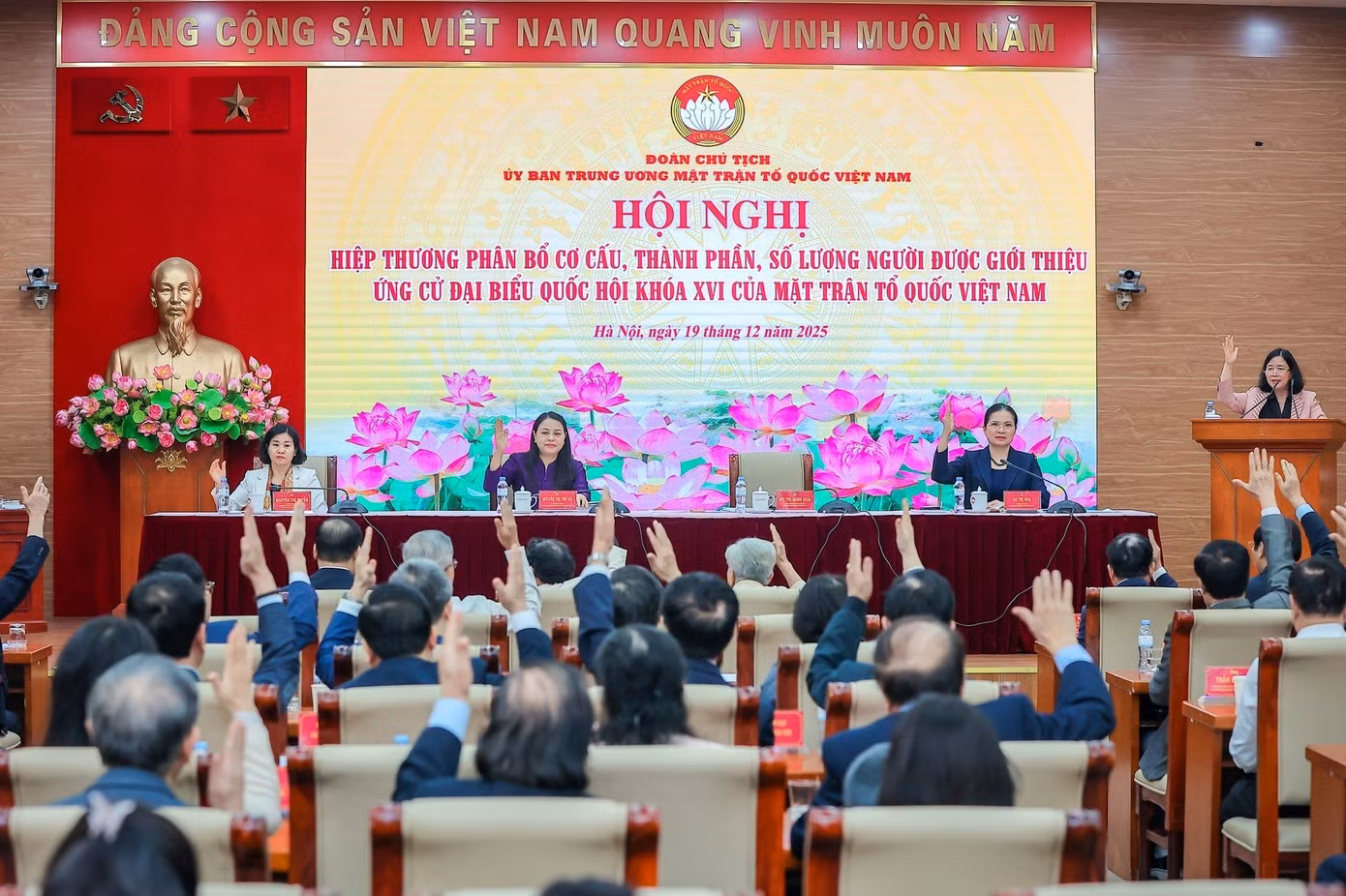 Hội nghị hiệp thương phân bổ cơ cấu, thành phần, số lượng người được giới thiệu ứng cử đại biểu Quốc hội khoá XVI của MTTQ Việt Nam.