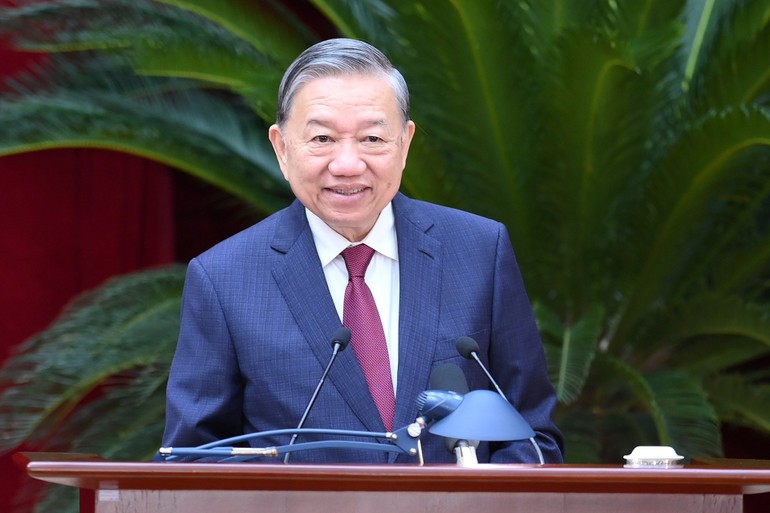 Tổng Bí thư Tô Lâm phát biểu bế mạc Hội nghị.