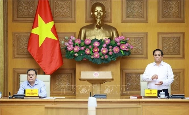 Bí thư Đảng ủy Chính phủ, Thủ tướng Chính phủ Phạm Minh Chính phát biểu.