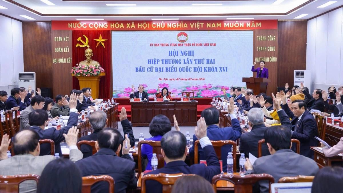 Quang cảnh Hội nghị hiệp thương lần thứ hai của Đoàn Chủ tịch Ủy ban Trung ương MTTQ Việt Nam.