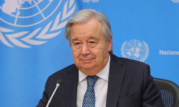Tổng thư ký Liên Hợp Quốc Antonio Guterres trong cuộc họp báo ngày 19/9 tại New York, Mỹ. Tổng thư ký Liên Hợp Quốc Antonio Guterres trong cuộc họp báo ngày 19/9 tại New York, Mỹ.