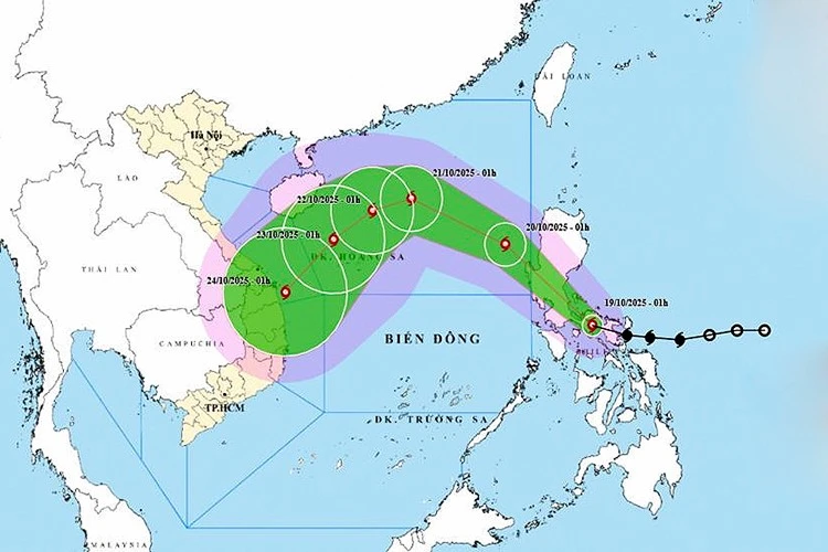 Vị trí và đường đi của bão số 12. Ảnh: thoitietvietnam