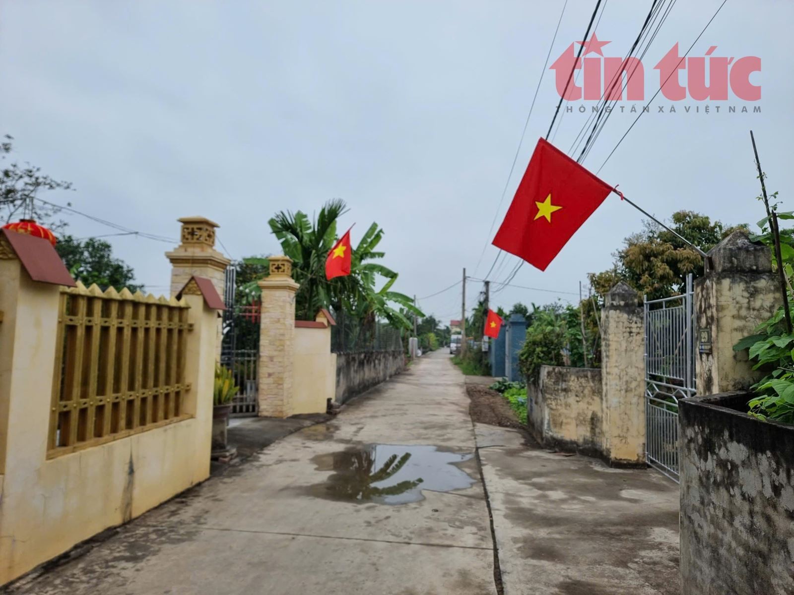 Treo cờ dịp lễ tết tại Ninh Giang, Hải Phòng.