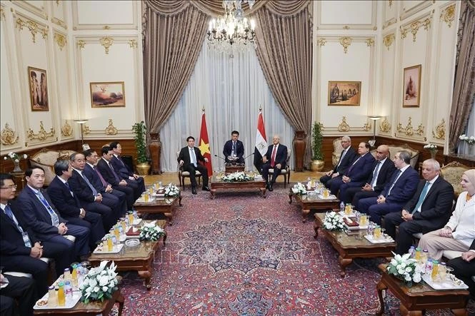 Chủ tịch nước Lương Cường hội kiến Chủ tịch Hạ viện Ai Cập Hanafy El-Gebaly.